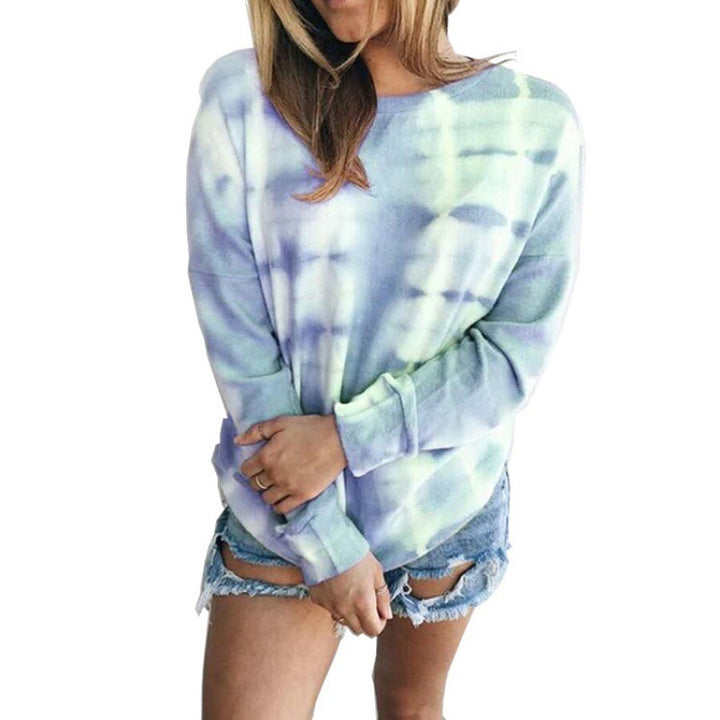 Damen Lockeres Batik-Sweatshirt mit Rundhalsausschnitt, Oversize-Schnitt und Baumwollmischung – Avérine