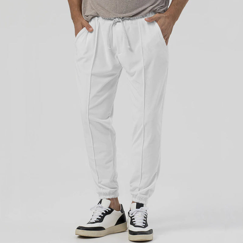 Herren Tapered-Jogginghose im Leinenlook mit Bügelfalte und Bündchen Echoarchiv