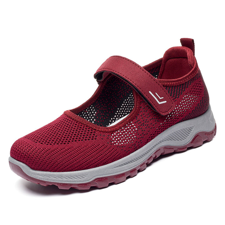 Damen nan gestrickter Mary-Jane-Sneaker mit Klettverschluss, atmungsaktivem Obermaterial und dämpfender Profilsohle Echo Archiv