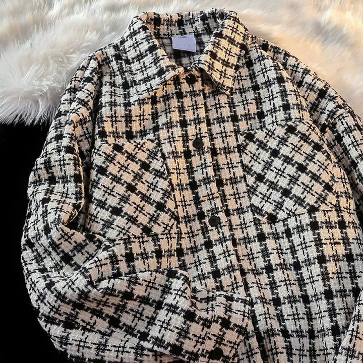 Herren Karierte Überhemdjacke mit zwei aufgesetzten Taschen und modernem Schnitt Echoarchiv