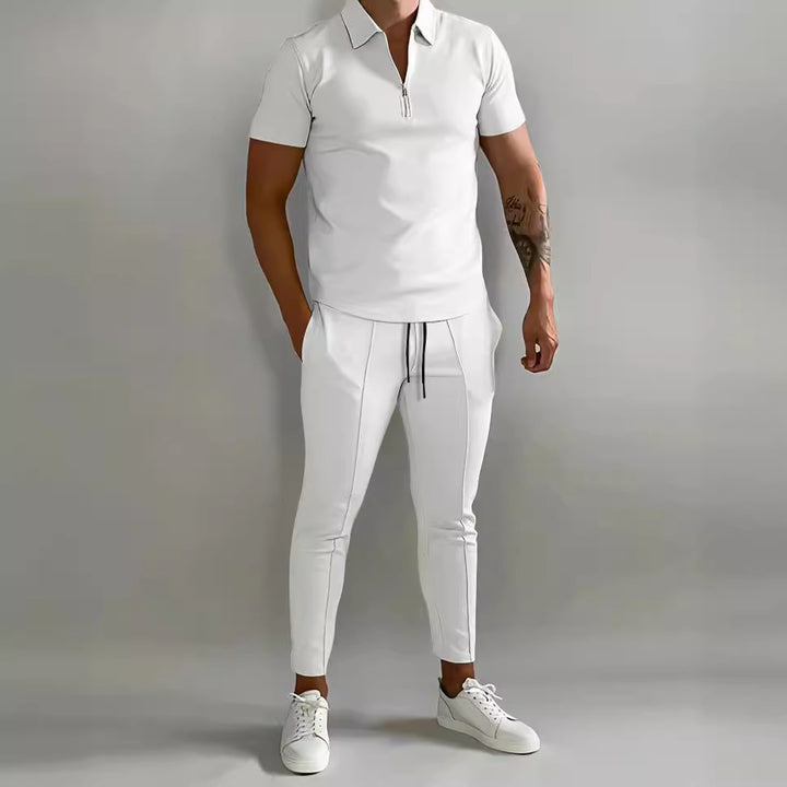 Herren sportliches Kurzarm-Polohemd mit Reißverschluss und eleganter Passform Echoarchiv