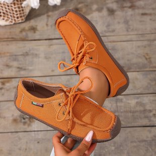 Damen Canvas-Mokassin-Slipper mit Schnürung und gepolsterter Komfortsohle – Lioré