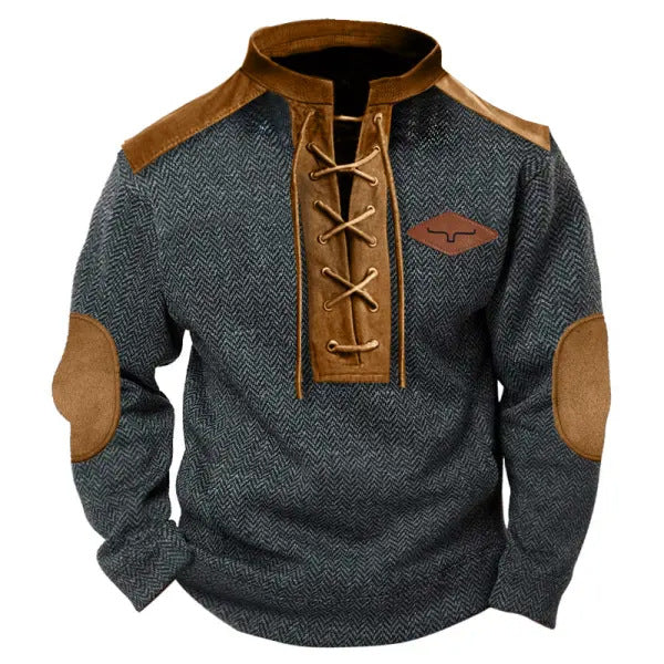 Herren vielseitiger Baumwollpullover mit strukturiertem Kragen Echoarchiv