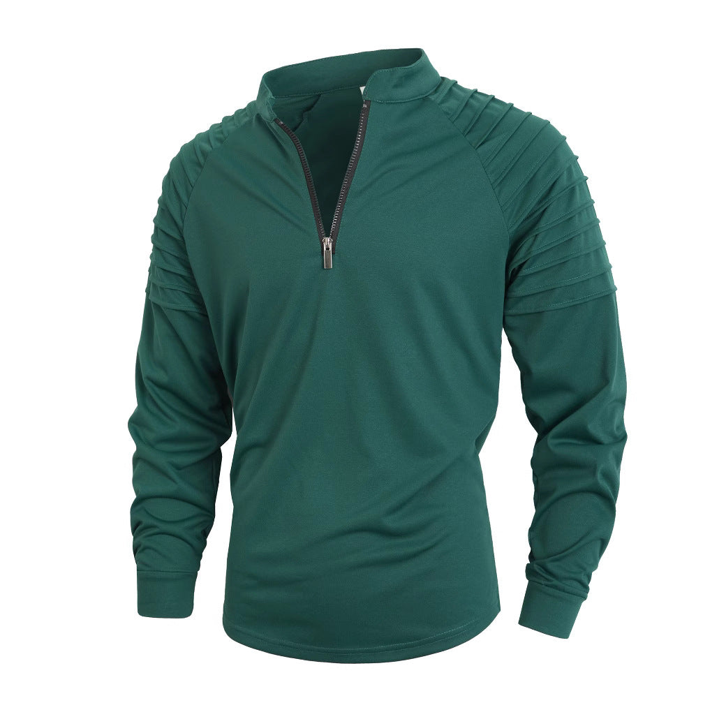 Herren Langarmshirt mit modernem Stehkragen und Reißverschluss Echoarchiv