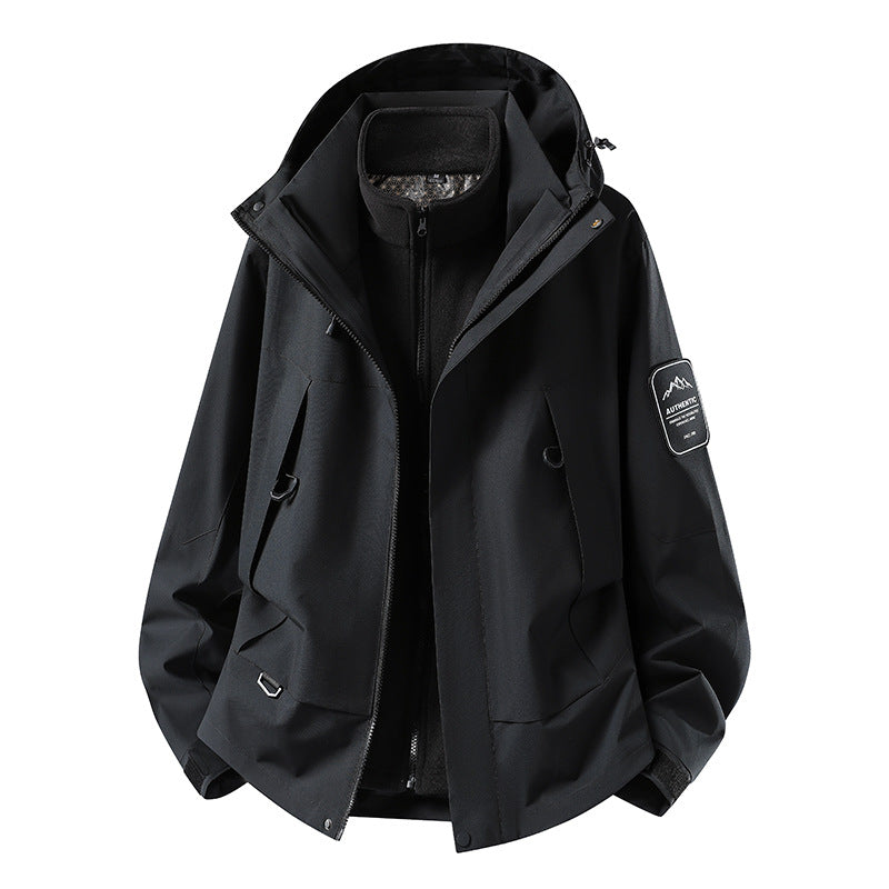 Unisex wasserfeste zweilagige Softshell-Regenjacke mit herausnehmbarem Fleecefutter und Kapuze Echoarchiv