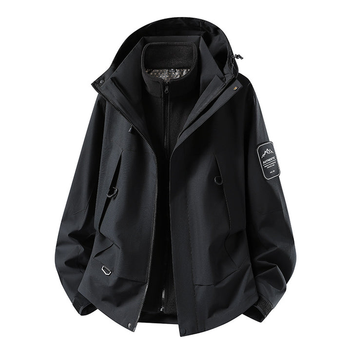 Unisex wasserfeste zweilagige Softshell-Regenjacke mit herausnehmbarem Fleecefutter und Kapuze Echoarchiv