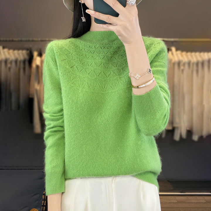 Damen Kuscheliger Mohair‑Optik Pullover mit Zierstruktur am Oberteil und Stehkragen Echoarchiv
