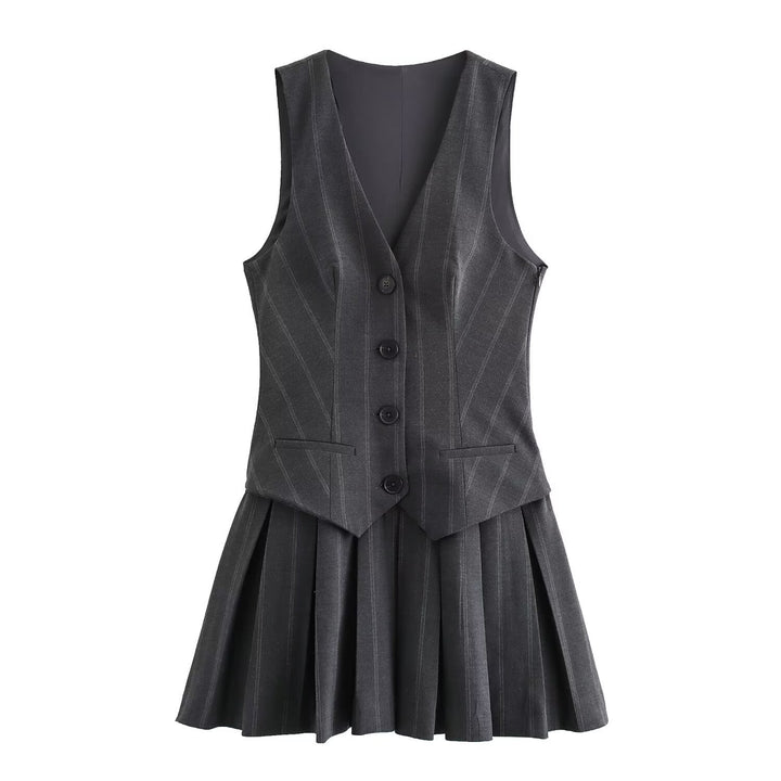 Damen Plissee-Kleid mit tailliertem Oberteil und Knopfleiste Echo Archiv
