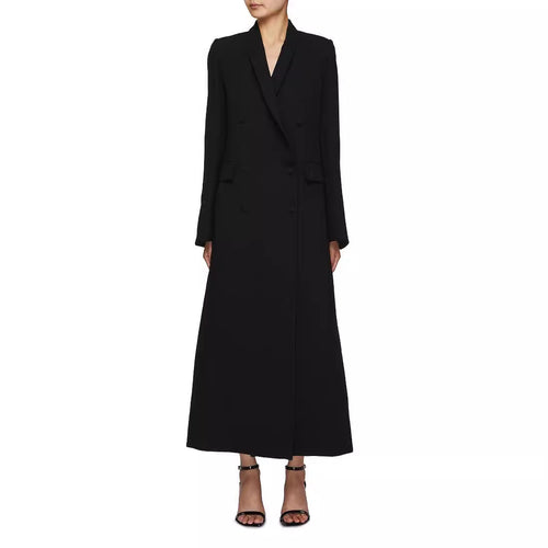Damen Doppeltreihiger Maxi-Blazer-Mantel mit schlanker Silhouette Echoarchiv