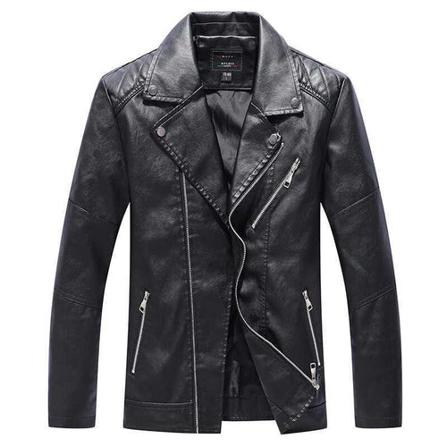 Herren Slim‑Fit Kunstleder‑Motorradblouson mit asymmetrischer Reißverschluss‑Front Echo Archiv