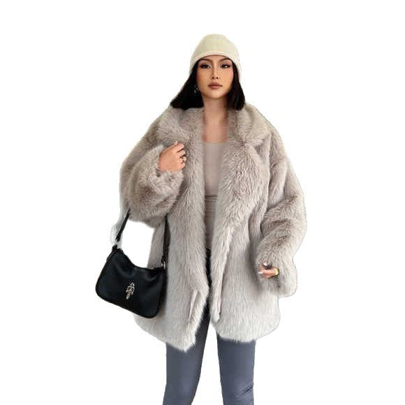 Damen Kurzflausch‑Mantel mit Oversize‑Silhouette, voluminösem Schalkragen und mittlerer Länge Echo Archiv