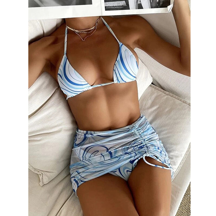 Damen Bikini-Set mit gerafftem Rock und Triangel-Oberteil Echo Archiv