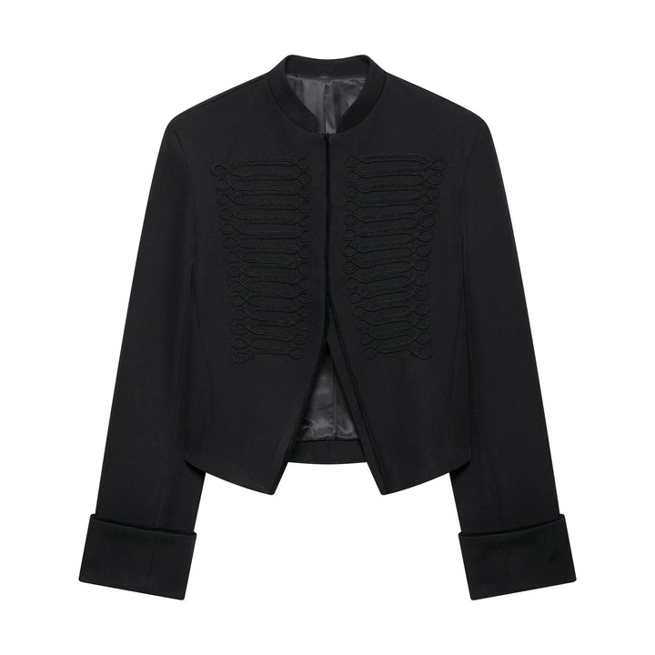 Damen Kurze militärinspirierte Bolerojacke mit Stehkragen und Zierkordeln Echo Archiv