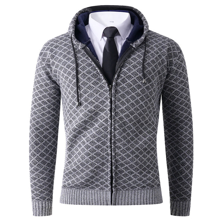 Herren elegante Kapuzenjacke mit strukturiertem Muster Echoarchiv