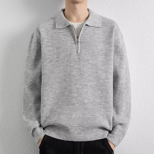 Herren Gemusterter Strickpullover mit Stehkragen Echoarchiv