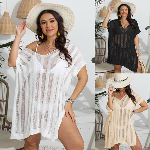 Damen luftiger Beach-Kaftan mit feinem Streifenmuster Echo Archiv