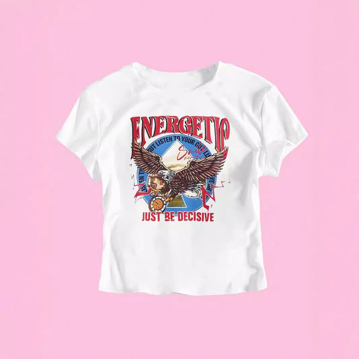 Damen T-Shirt mit funkelndem Discokugel-Motiv und zeitgemäßem Schleifendetail Echo Archiv