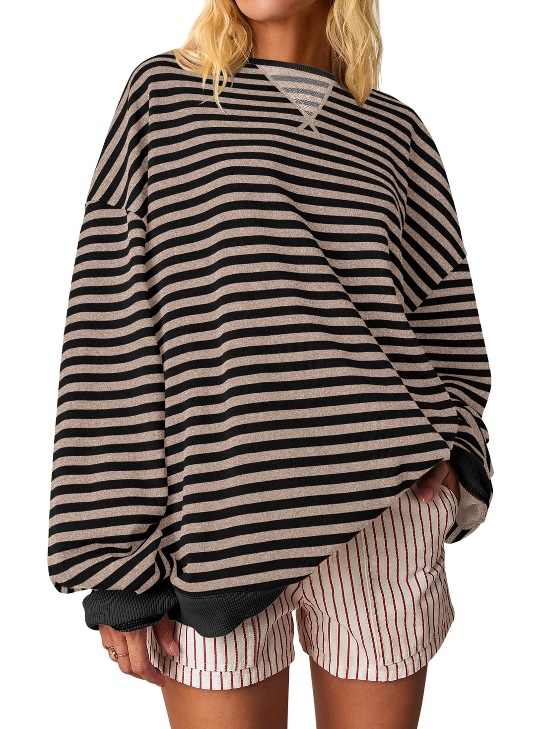 Damen Oversized gestreifter Sweatshirt – Mavelle
