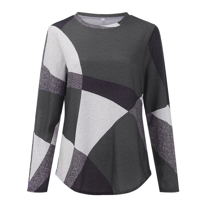 Damen nan Langarmshirt mit grafischem Print, Rundhalsausschnitt und geschwungenem Saum Echo Archiv