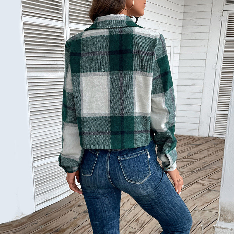 Damen Modische Karierte Jacke Echo Archiv