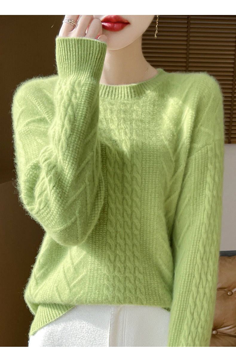 Damen Kurzpullover mit Zopfmuster, Rundhals und kaschmirähnlicher Weichheit Echoarchiv