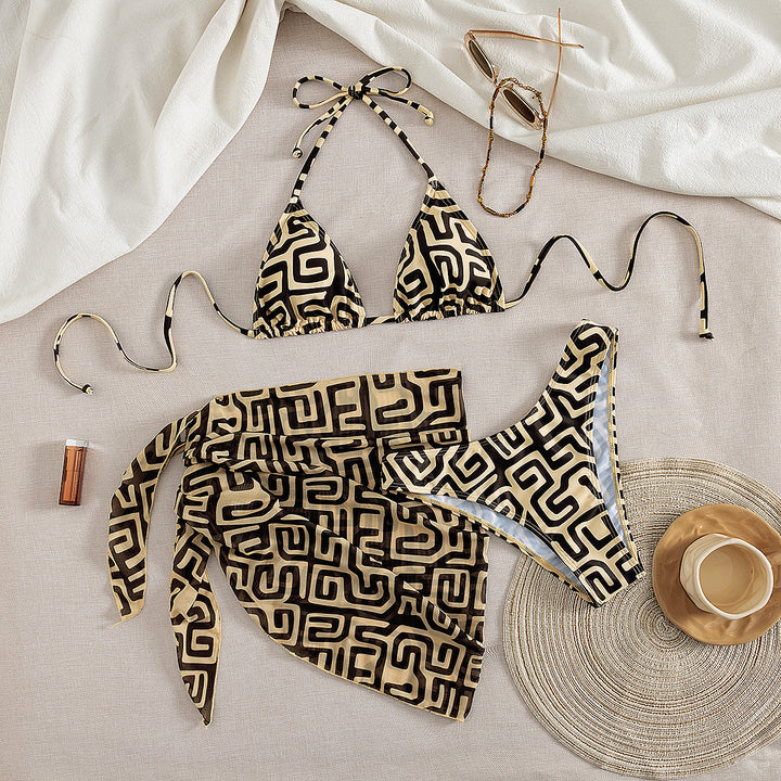 Damen Bikini mit dekorativem Wickeldesign und grafischem Muster Echo Archiv