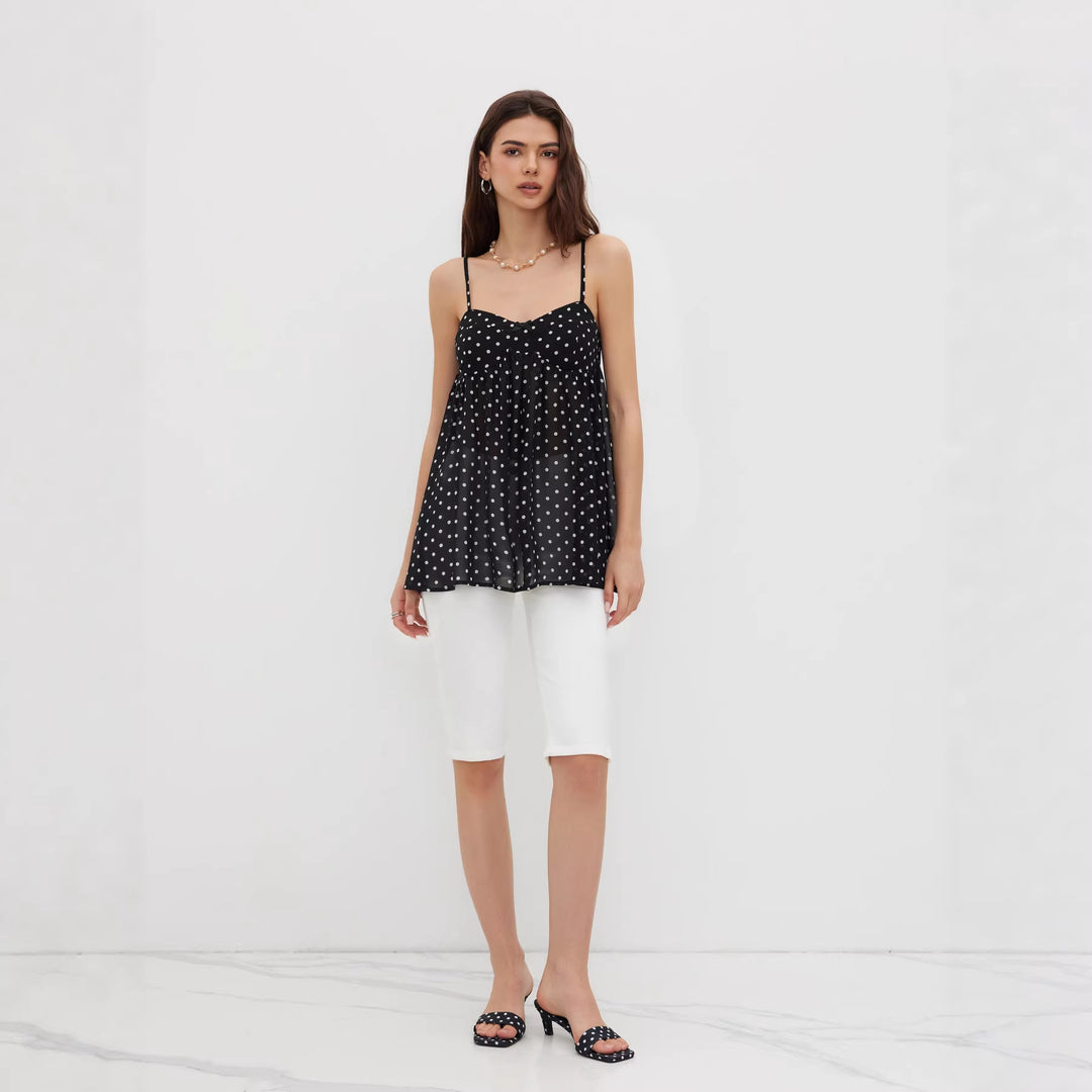 Damen Verspielt transparentes Spaghettiträgershirt mit Leopardenmuster Echo Archiv
