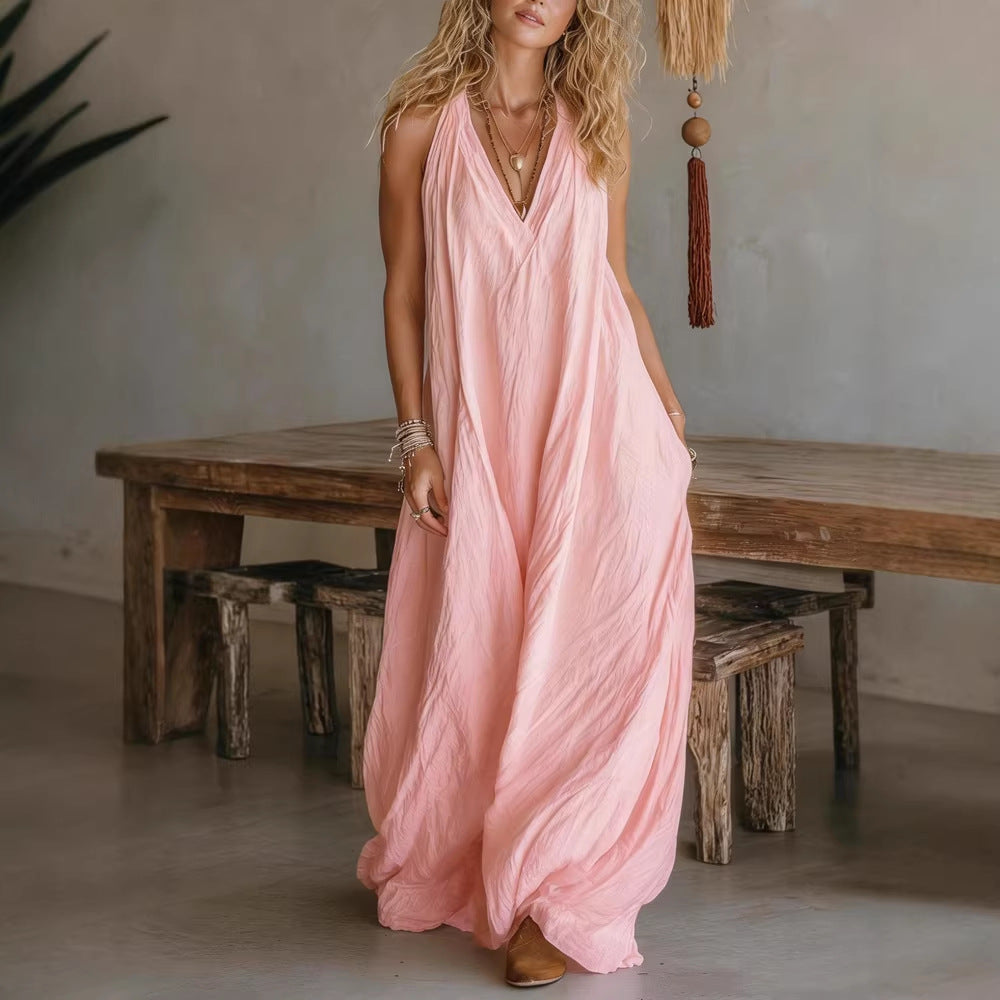 Damen Luftiges Maxikleid mit tiefem V-Ausschnitt Echo Archiv