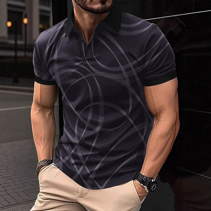 Herren Poloshirt mit modernem grafischen Muster und atmungsaktiven Eigenschaften Echoarchiv