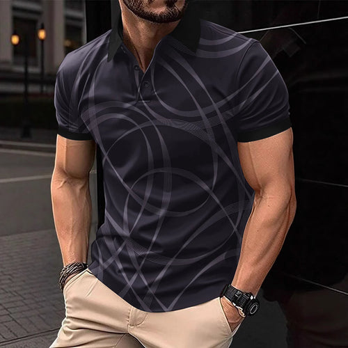 Herren Poloshirt mit modernem grafischen Muster und atmungsaktiven Eigenschaften Echoarchiv