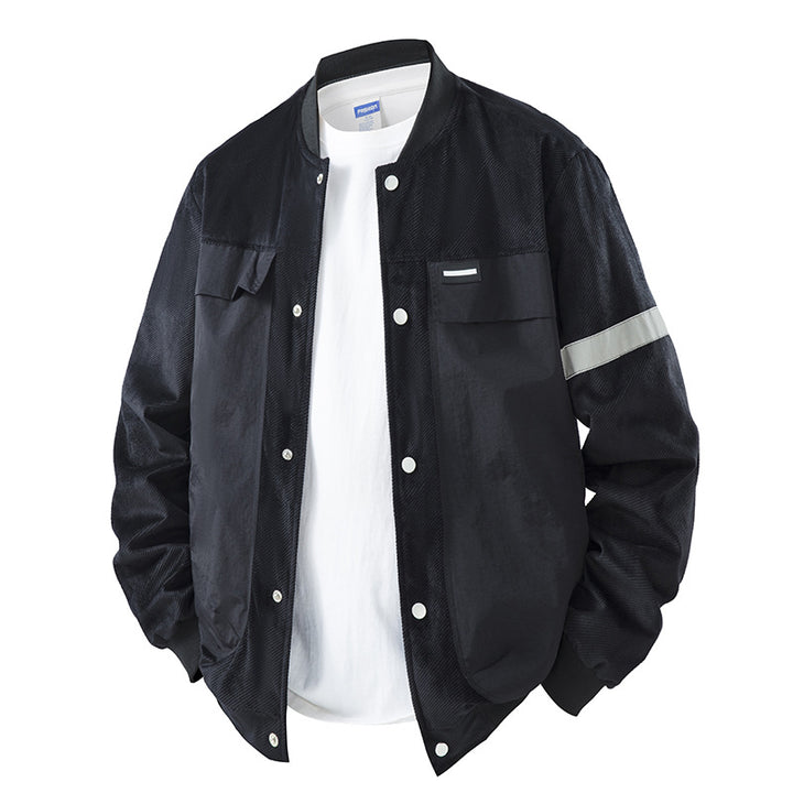 Herren Leichte Utility-Bomberjacke mit Druckknopfverschluss, Brusttaschen und reflektierendem Ärmelstreifen Echo Archiv