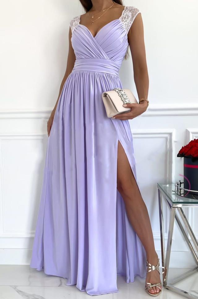 Damen Abendkleid mit Elegantem V-Ausschnitt und Rüschendetails Echoarchiv