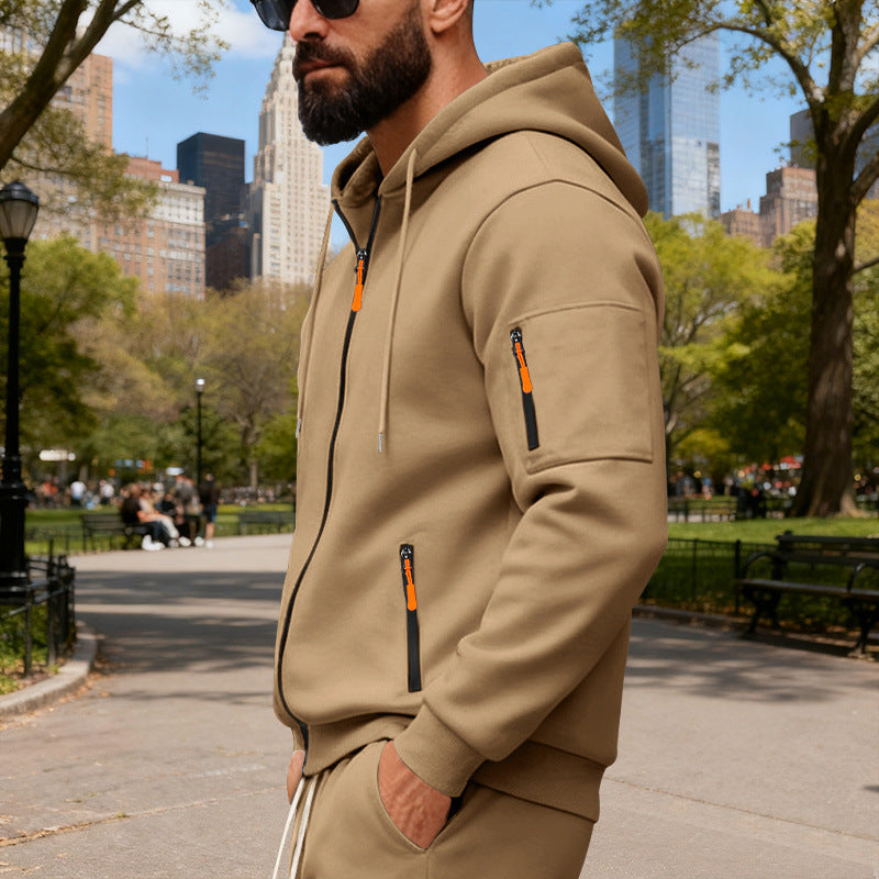 Herren Sportliche Zip-Hoodie mit innovativen Reißverschlusstaschen Echoarchiv