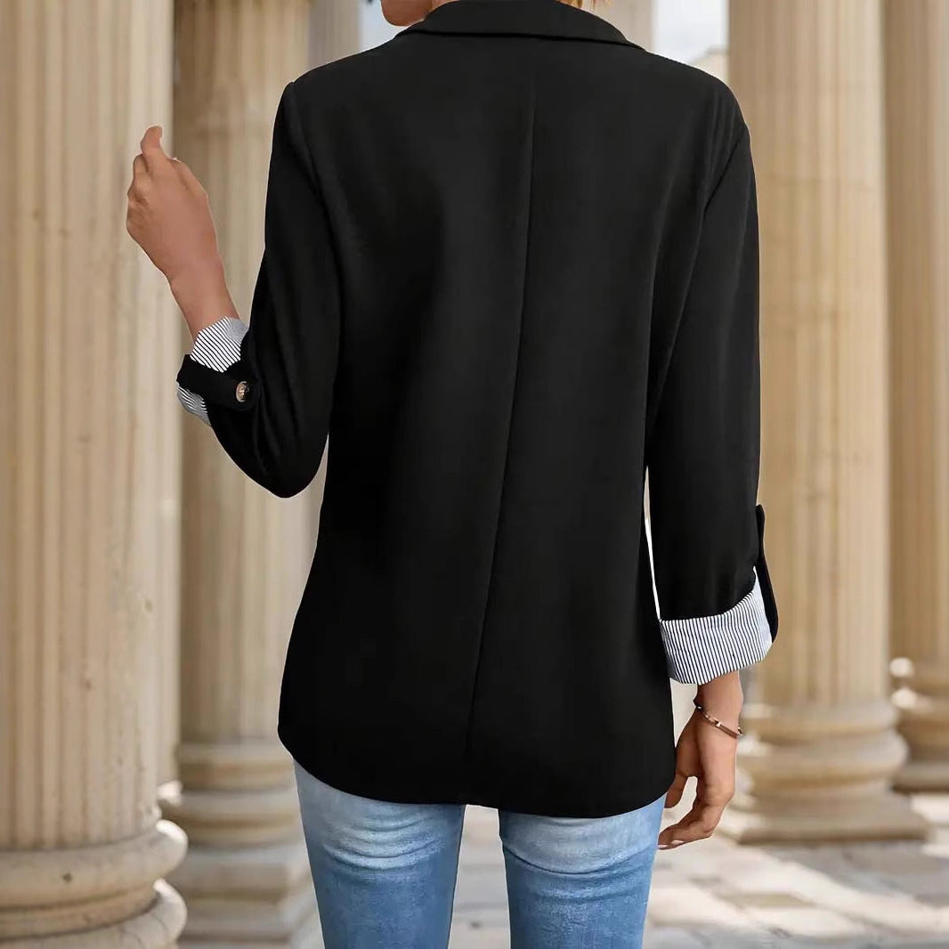Damen Blazer mit 3/4-Ärmeln, Kentkragen und aufgesetzten Pattentaschen – Valéne