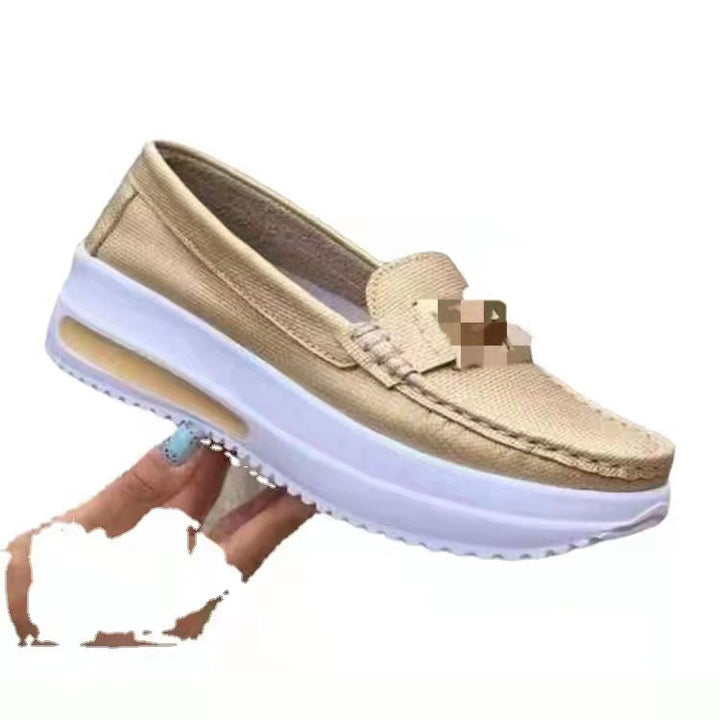 Damen Slip-On Canvas-Loafer mit luftgepolsterter Plateau-Sohle Echoarchiv
