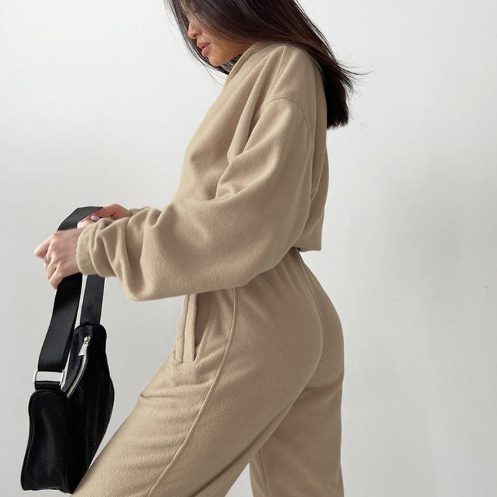 Damen nan kurz geschnittenes Thermo-Fleece-Set mit Halbfront-Reißverschluss und hohem Komfortbund Echo Archiv