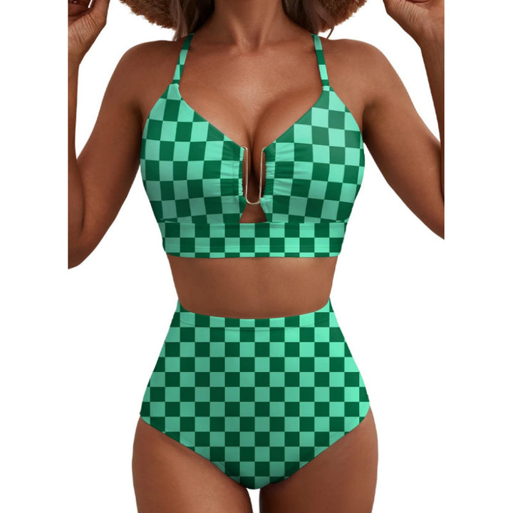 Damen Hoch geschnittener Bikini mit floralem Muster und Leo-Print Echo Archiv
