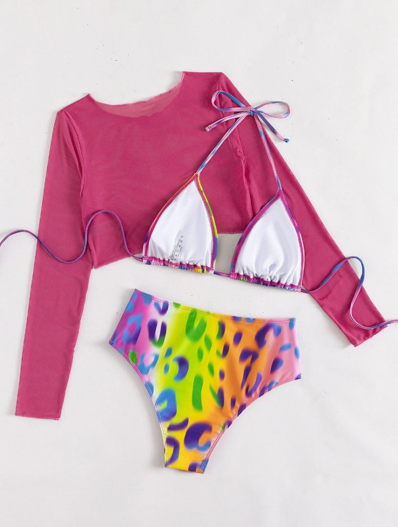 Damen High-Waist Bikini Set mit langärmligem Oberteil Echo Archiv