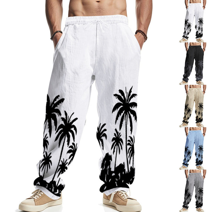 Herren lässige Strandhose mit palmengemustertem Design Echoarchiv