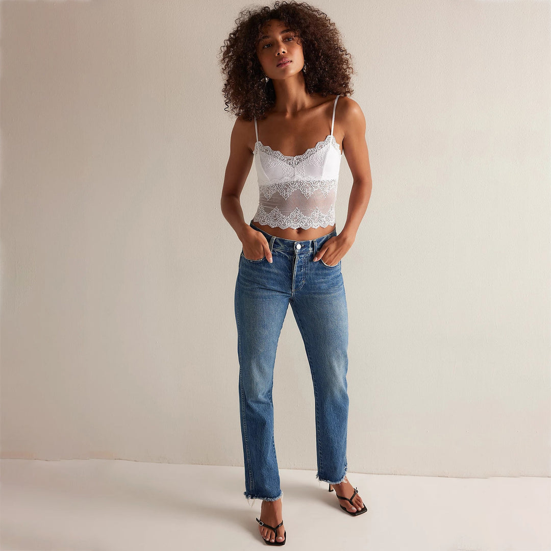 Damen Spitzen-Crop-Top und Shorts Set Echo Archiv