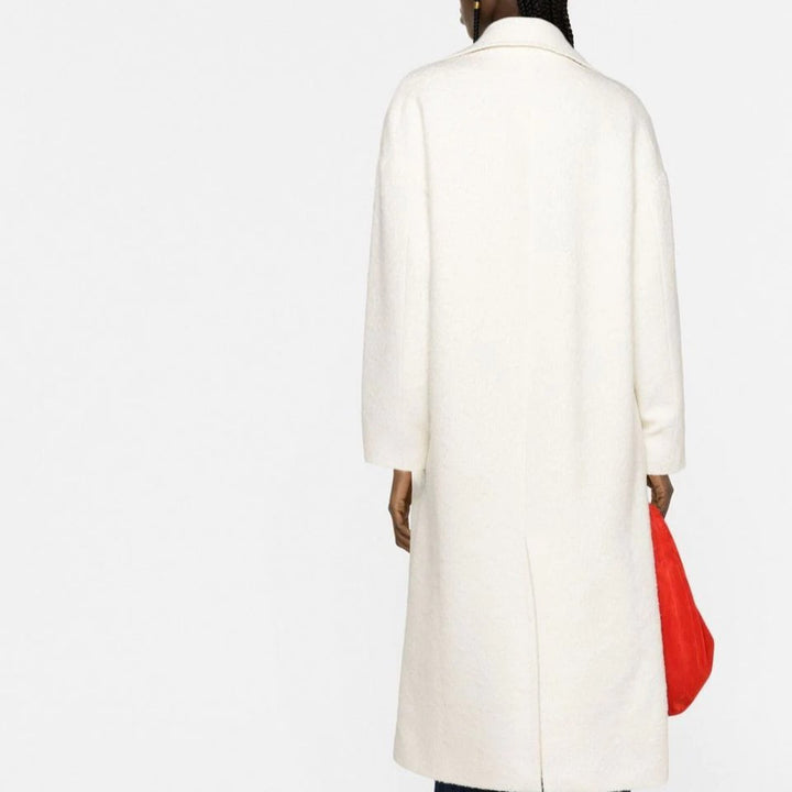 Damen Langer Bouclé‑Mantel mit kastiger Silhouette und aufgesetzten Pattentaschen Echoarchiv