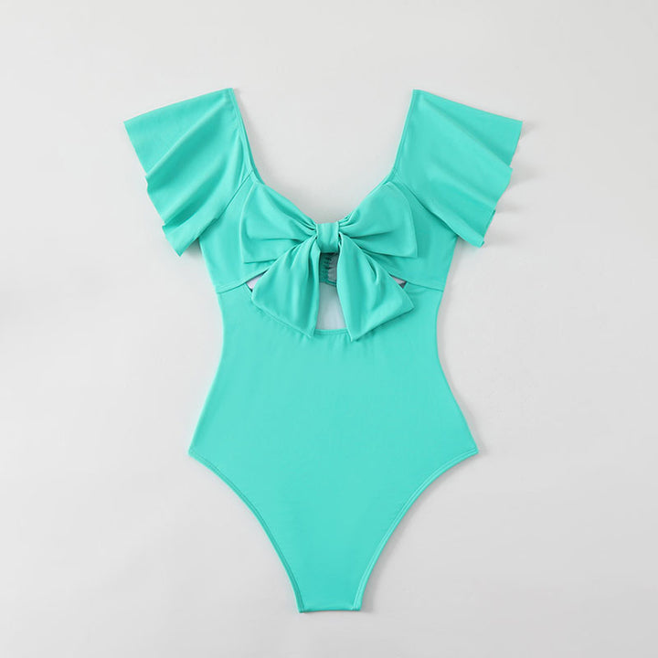 Damen Eleganter Einteiler Badeanzug mit Rüschendetails Echo Archiv