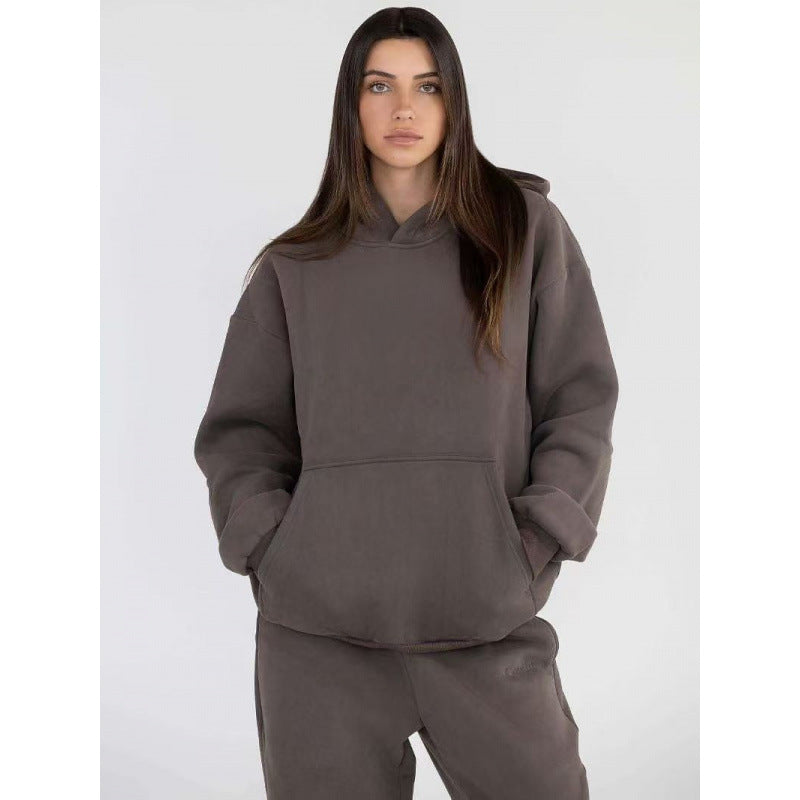 Damen nan extraweicher Oversize-Hoodie mit strukturierter Kängurutasche, überschnittener Schulter und angerauter Innenseite Echo Archiv