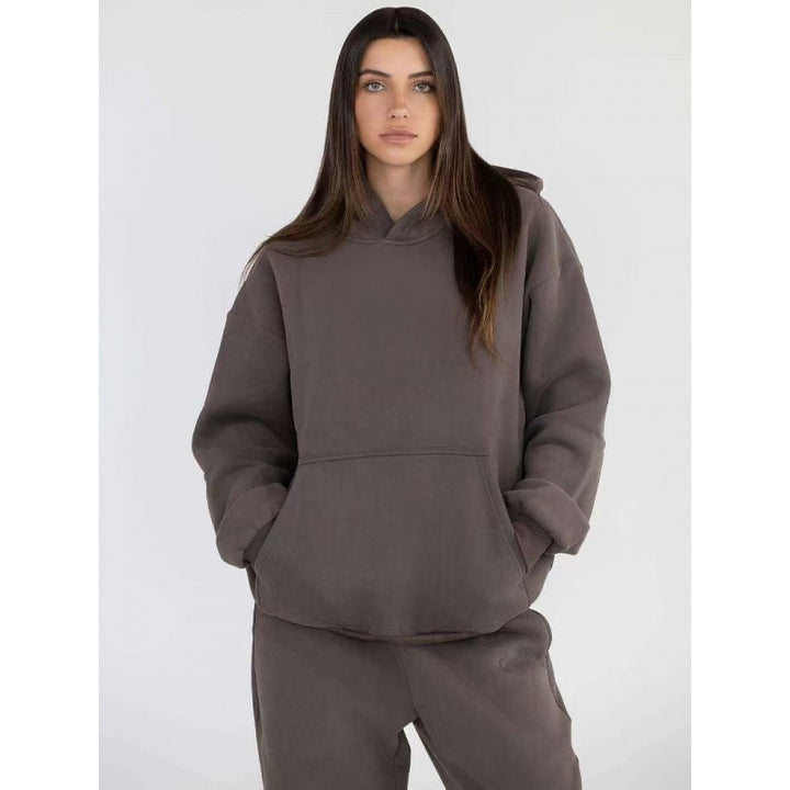 Damen nan extraweicher Oversize-Hoodie mit strukturierter Kängurutasche, überschnittener Schulter und angerauter Innenseite Echo Archiv