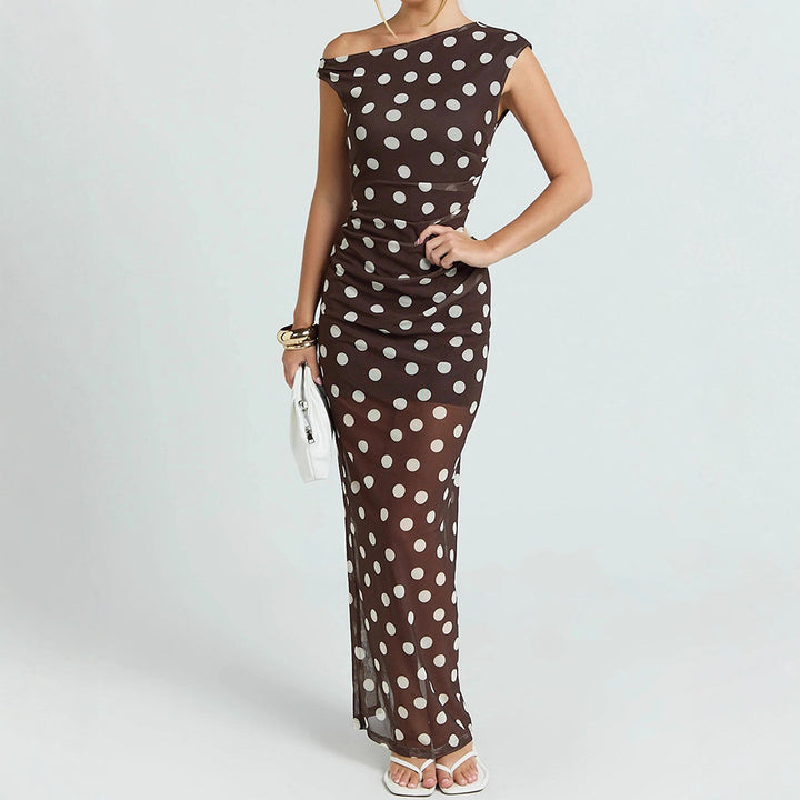 Damen Elegantes und transparentes Maxikleid mit Punkten Echo Archiv