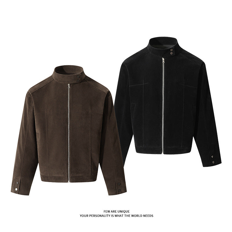 Herren Freizeitjacke aus weichem Kunstleder mit praktischem Kragen und Reißverschluss Echoarchiv