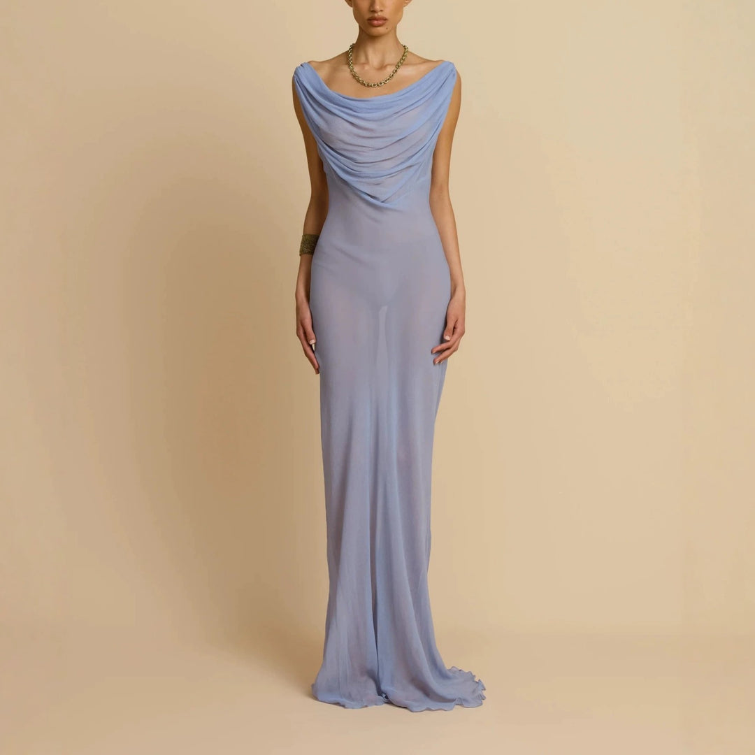 Damen Fließendes Maxikleid mit drapiertem Ausschnitt Echo Archiv