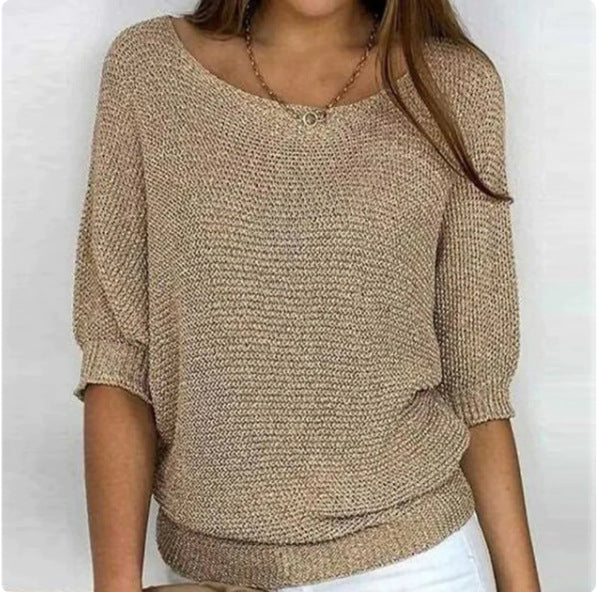 Damen nan legerer kastiger Feinstrickpullover mit weitem Ausschnitt Echo Archiv