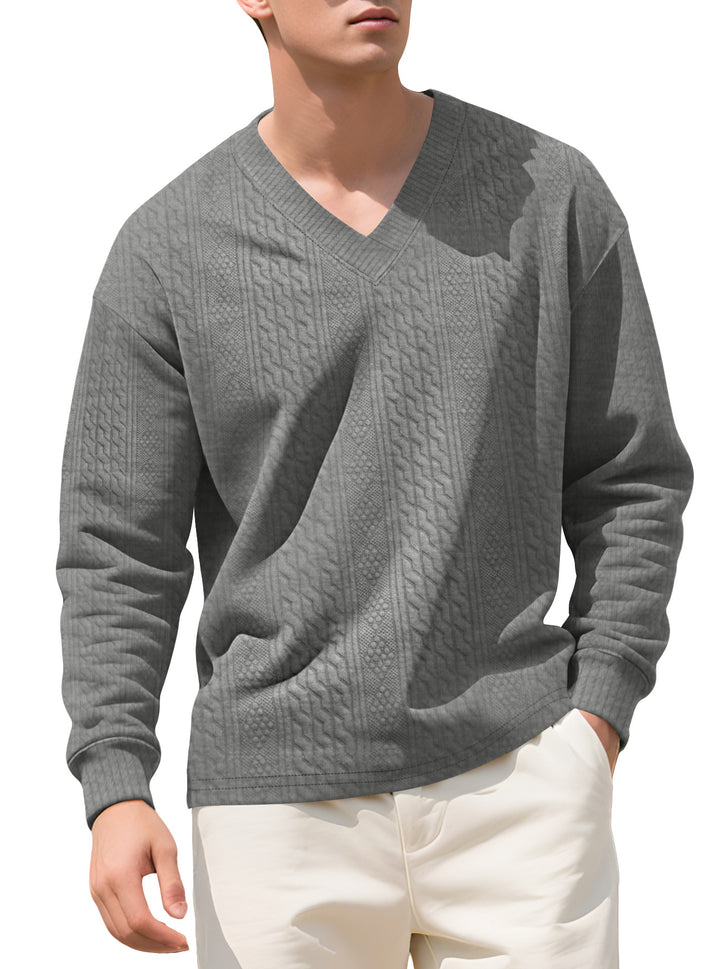 Herren Strickpullover mit V-Ausschnitt und strukturierter Oberfläche Echoarchiv