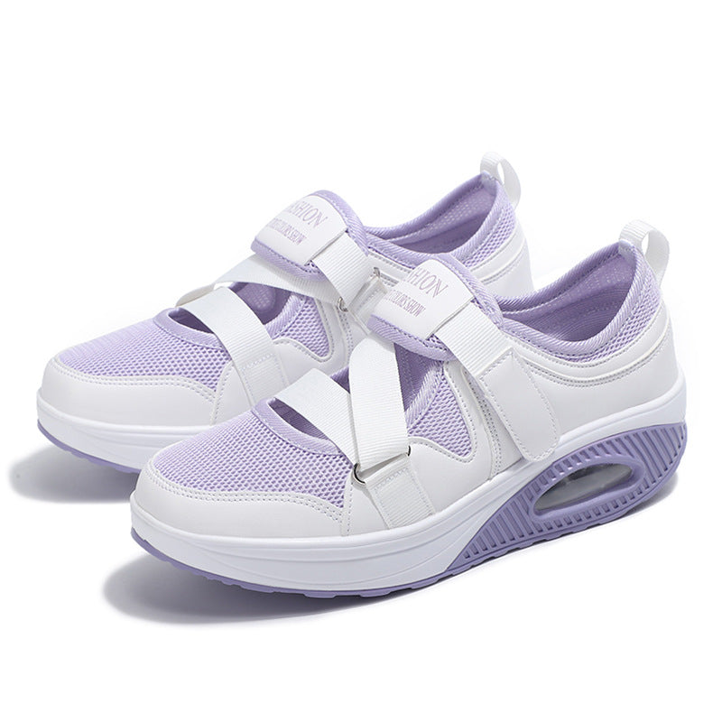 Damen nan stabilisierender Komfort-Sneaker mit luftgepolsterter Keilsohle und Klett-Riemenverschluss Echo Archiv